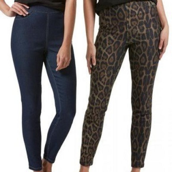 HUE Reversible High Waist Denim Skimmer Animal Pri - Picture 2 of 5